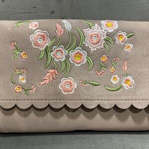 Embroidered floral clutch/crossbody bag